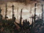 Oppy Wood. Tar on canvas, 30x40ins